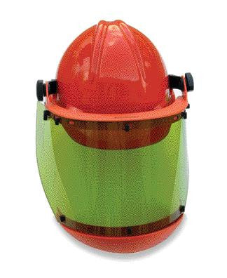 W H Salisbury Orange Hard Cap With Ratchet Suspension, Chin Guard And AS1000 Series Arc Flash Face Shield-eSafety Supplies, Inc