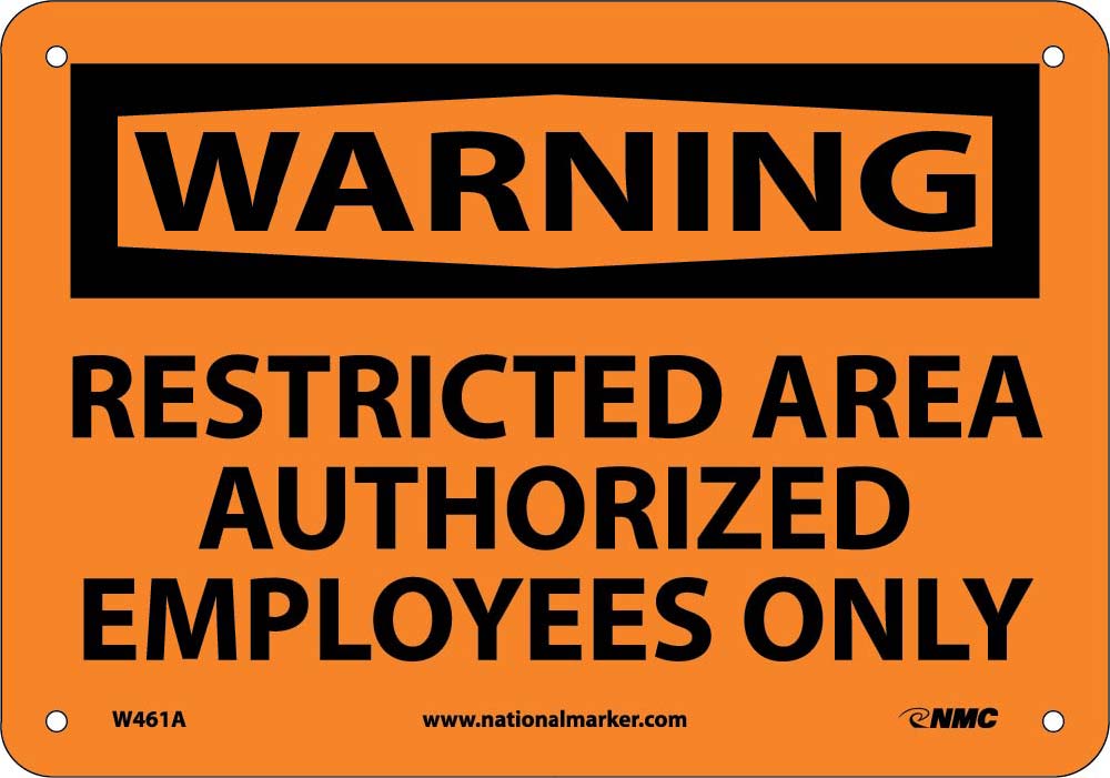 Warning Restricted Area Authorized Employees Only Sign-eSafety Supplies, Inc