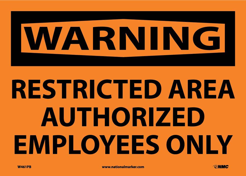 Warning Restricted Area Authorized Employees Only Sign-eSafety Supplies, Inc