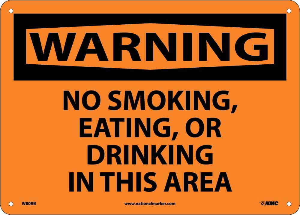 Warning No Smoking Eating Or Drinking Sign-eSafety Supplies, Inc