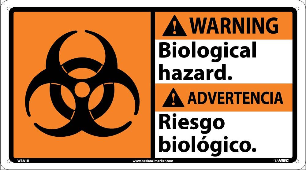 Warning Biological Hazard Sign - Bilingual-eSafety Supplies, Inc