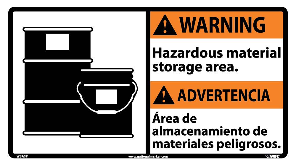 Warning Hazardous Material Storage Area Sign - Bilingual-eSafety Supplies, Inc