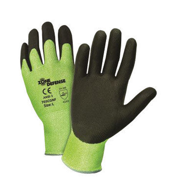 West Chester 2X Bright Green And Black Zone Defense Seamless Knit 10 ga HPPE Cut Resistant Gloves With Knitwrist, HPPE Lined And Nitrile Coating-eSafety Supplies, Inc