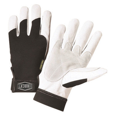West Chester Medium Black And White Ironcat Full Finger Split Kevlar And Goatskin Heavy Duty Mechanics Gloves With Hook And Loop Wrist And Spandex Back