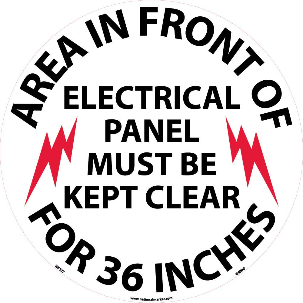 Area In Front Of Electrical Panel Walk On Floor Sign-eSafety Supplies, Inc