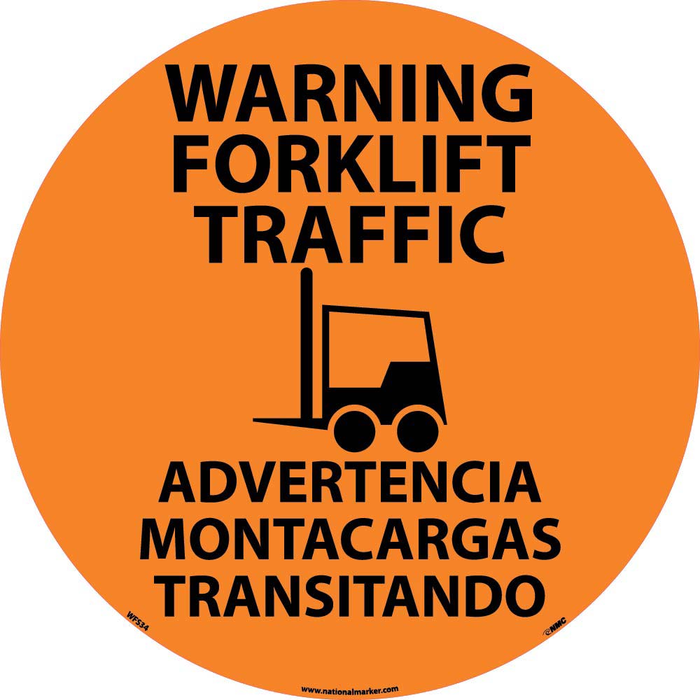 Warning Forklift Traffic Bilingual Sign-eSafety Supplies, Inc