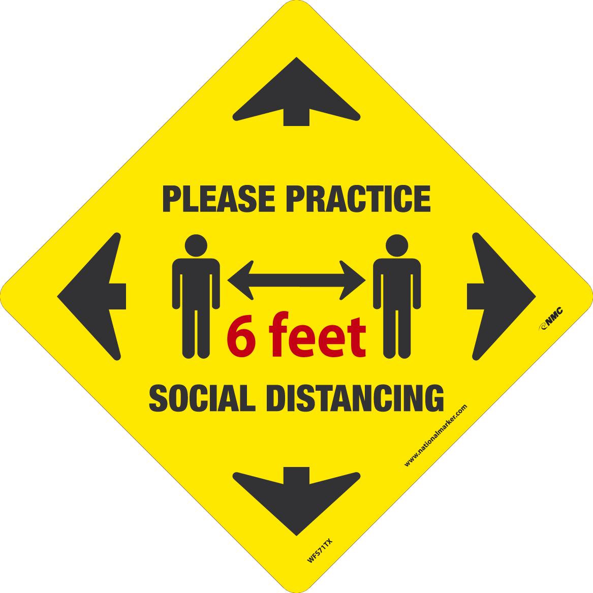 SOCIAL DISTANCING WALK ON FLOOR SIGN TEXWALK 11.75" x 11.75"-eSafety Supplies, Inc
