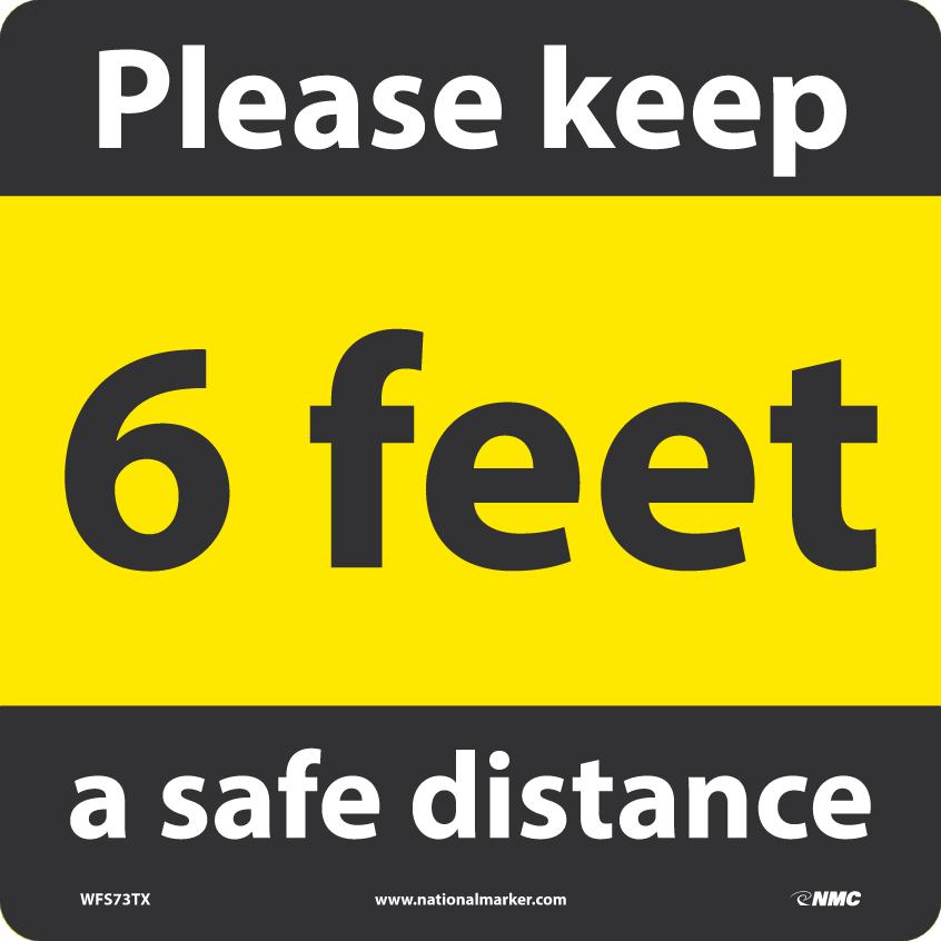 KEEP A SAFE DISTANCE WALK ON FLOOR SIGN TEXWALK 11.75" x 11.75"-eSafety Supplies, Inc