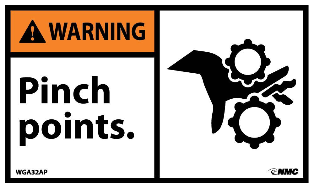 Warning Pinch Points Label - 5 Pack-eSafety Supplies, Inc