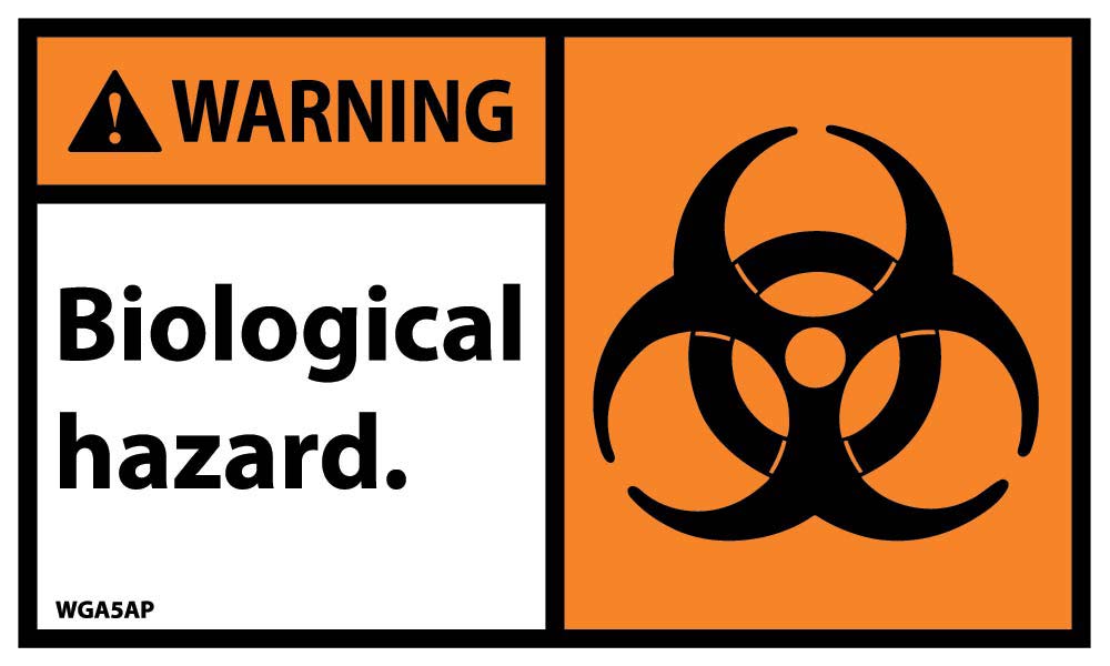 Warning Biological Hazard Label - 5 Pack-eSafety Supplies, Inc