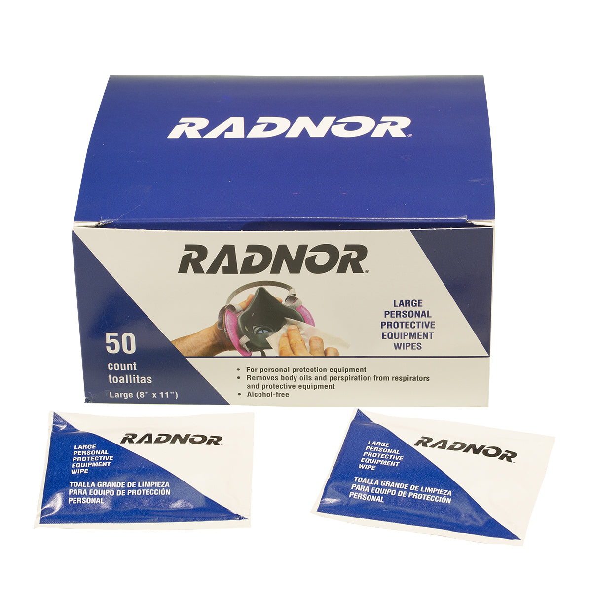 Radnor 8" X 11" Towellette Alcohol Free Respirator Cleaning Wipes For All Respirators-eSafety Supplies, Inc