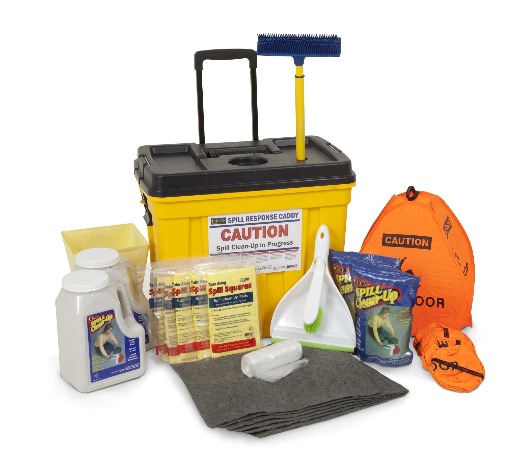 XSORB Spill Caddy Complete with Spill Squares and Pocket Pop-Up Cones - 1 CADDY