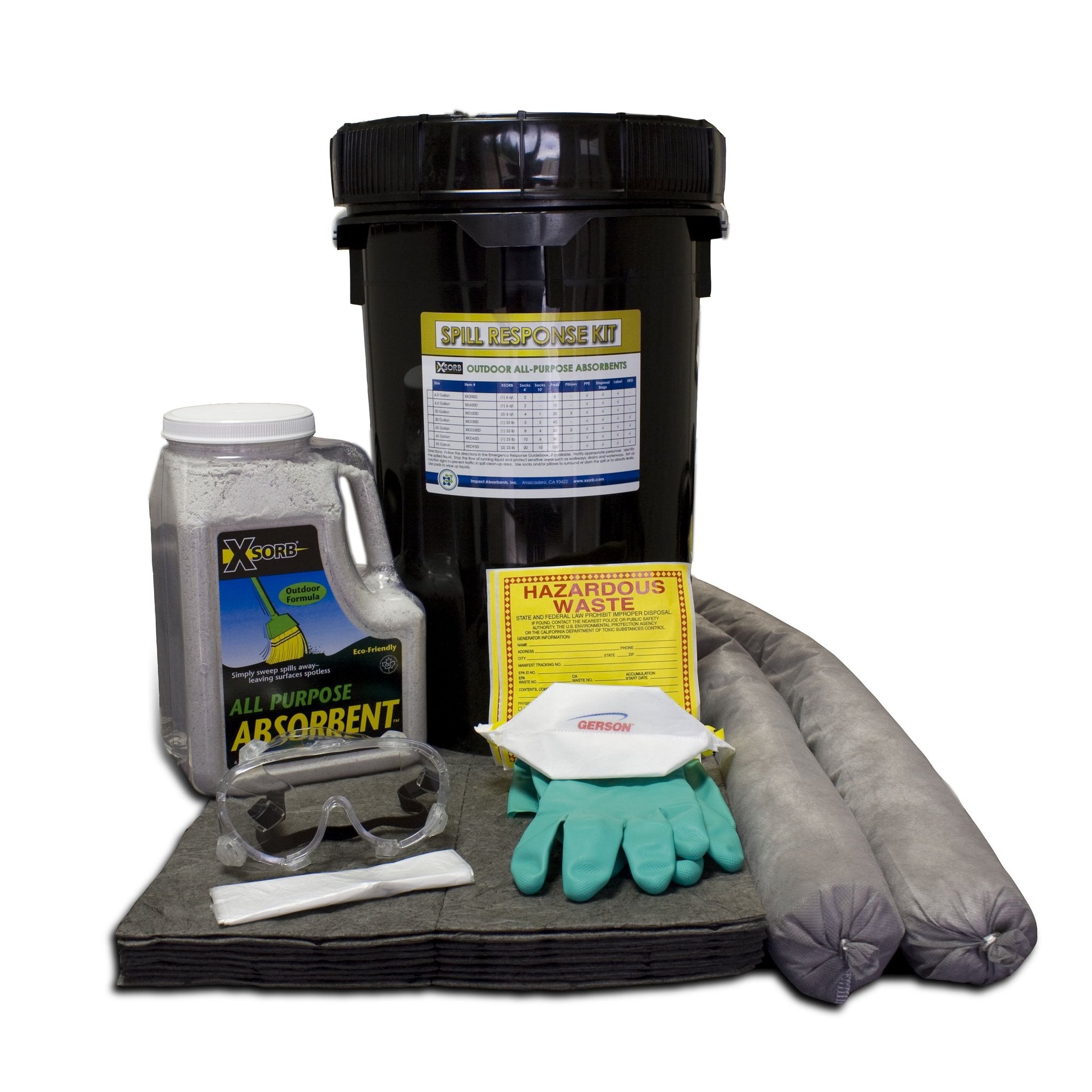 XSORB Outdoor All-Purpose with FiberLink Pads 6.5 gal Spill Kit - 1 PAIL-eSafety Supplies, Inc