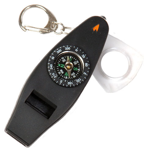 5-in-1 Whistle, Whistle, Thermometer, Magnifier, LED light, & Compass-eSafety Supplies, Inc
