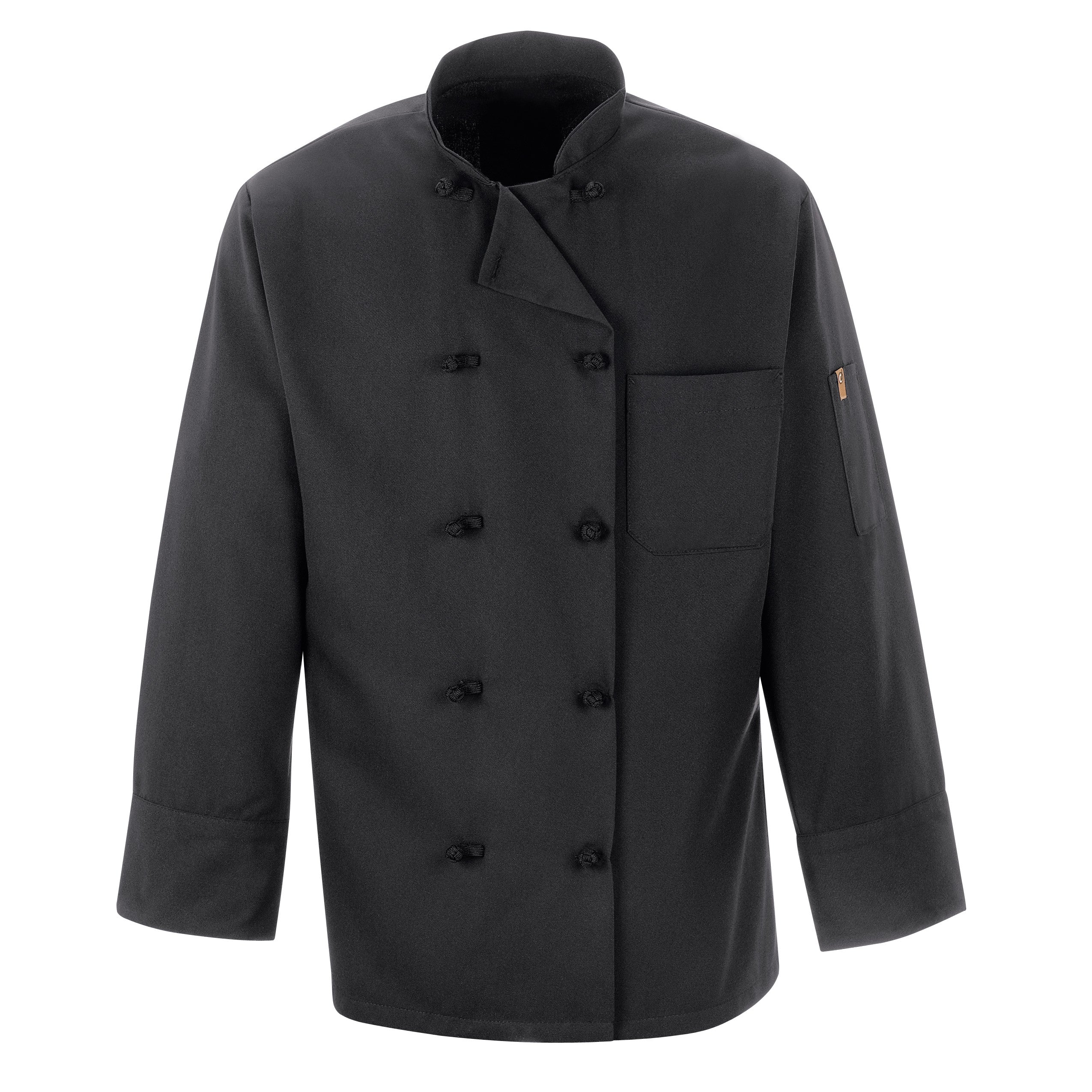 Black Chef Coat Ten Knot Buttons 0427 - Black-eSafety Supplies, Inc