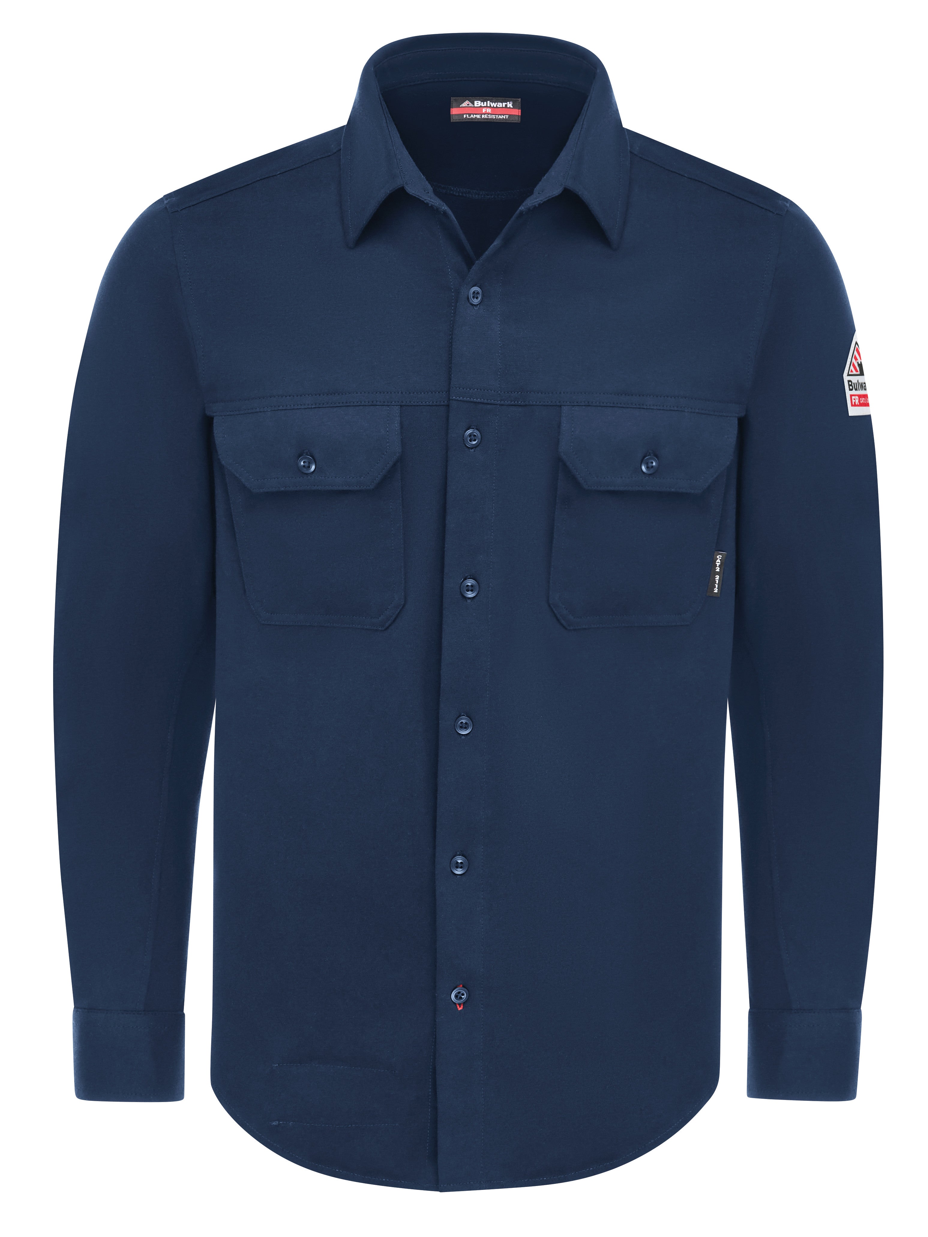 Bulwark FR Flex Knit Button Down Shirt STG4 - Navy-eSafety Supplies, Inc