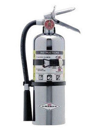 Amerex 10 Pound Stored Pressure ABC Dry Chemical 4A:80B:C Chrome Plated Steel Multi-Purpose Fire Extinguisher For Class A, B And C Fires With Anodized Aluminum Valve, Wall Bracket, Hose And Nozzle-eSafety Supplies, Inc
