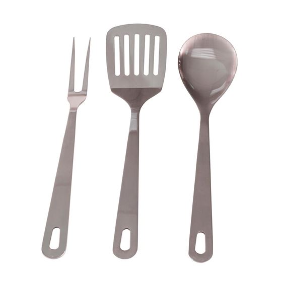 Stainless Steel Cooking Set - Spoon, Fork, Spatula-eSafety Supplies, Inc