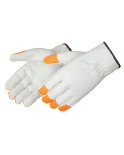 Grain cowhide driver - fluorescent fingertips Gloves - Dozen-eSafety Supplies, Inc