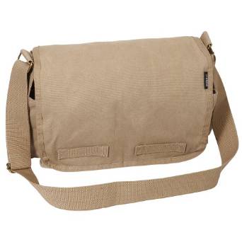 Everest Luggage Canvas Two Snap Pocket Messenger - Khaki-eSafety Supplies, Inc