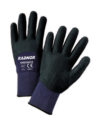Radnor Black Microfoam Nitrile 3/4 Coated With Dotted Palm, Navy Blue Liner-eSafety Supplies, Inc