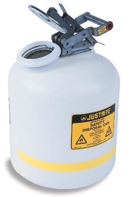 Justrite 5 Gallon Translucent White Disposal Can With Stainless Steel Hardware-eSafety Supplies, Inc