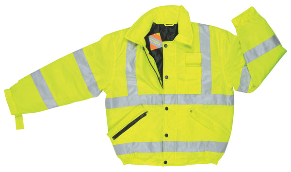 MCR Safety Bomber Jacket W/ Lime Silver Stripes-eSafety Supplies, Inc