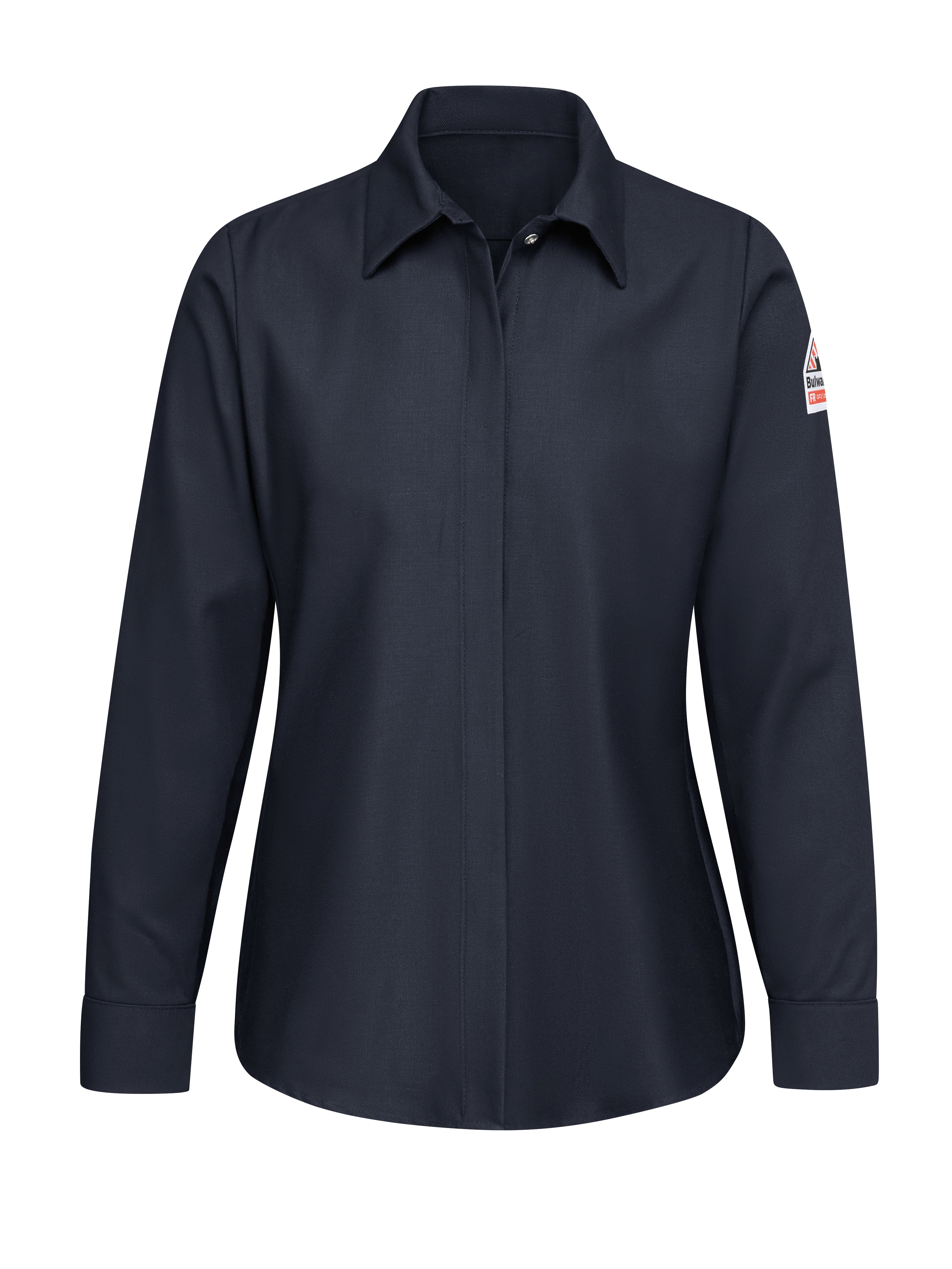 Women's Pocketless Work Shirt SLS3 - Navy-eSafety Supplies, Inc