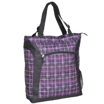 Everest Luggage Laptop Tote Bag - Purple/Black Plaid-eSafety Supplies, Inc
