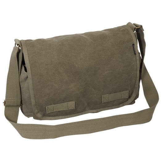 Everest Luggage Canvas Two Snap Pocket Messenger - Olive-eSafety Supplies, Inc