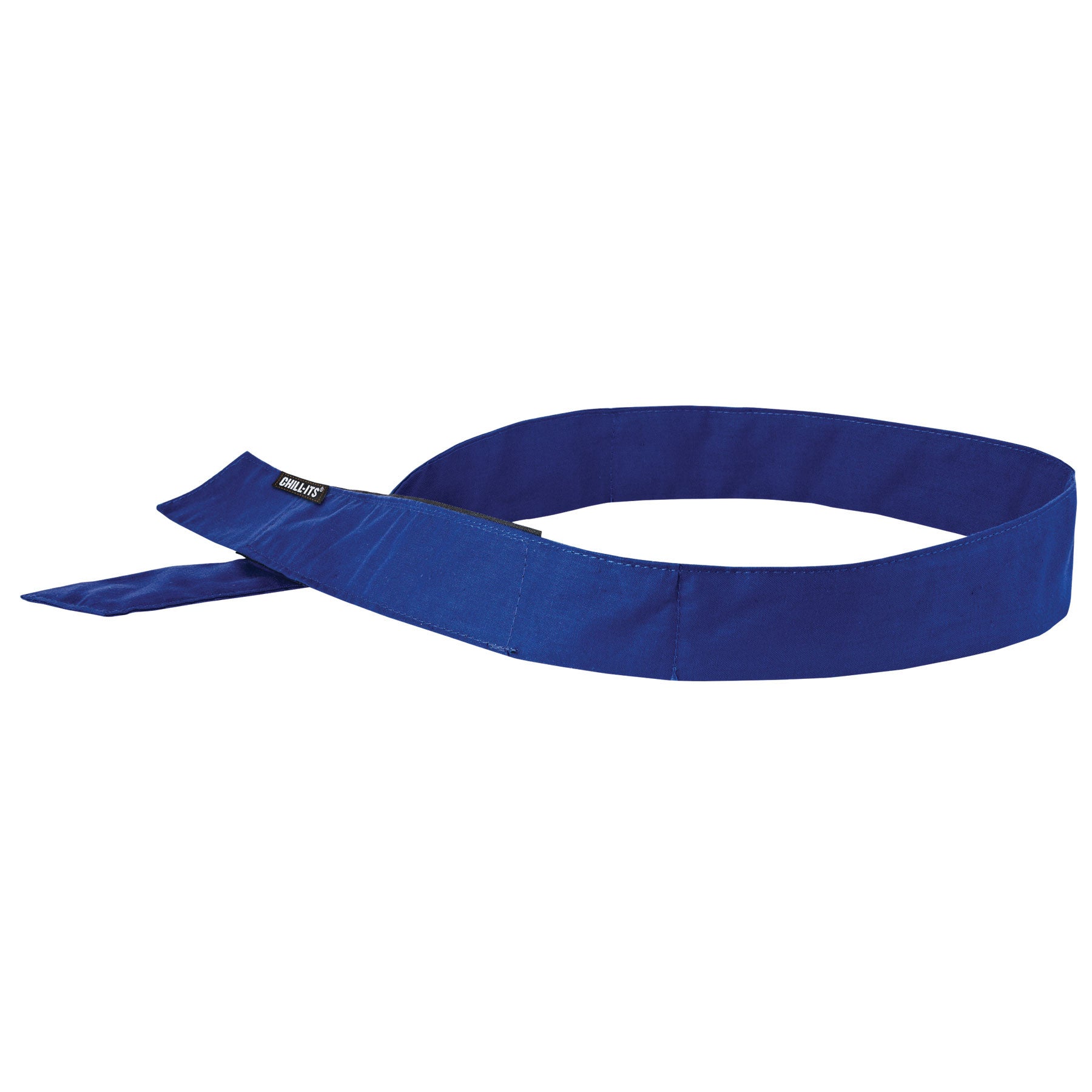 Ergodyne Solid Blue Chill-Its 6705 Lightweight Cotton Evaporative Cooling Bandana/Headband With Hook And Loop Closure-eSafety Supplies, Inc