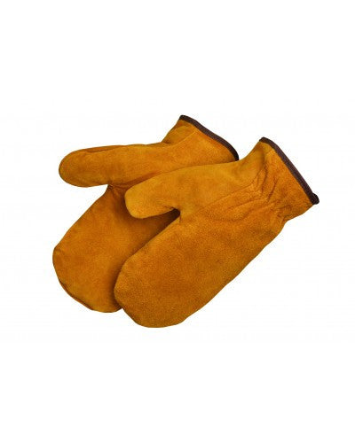 Pile lined bourbon brown split cowhide mitten Gloves - Dozen-eSafety Supplies, Inc