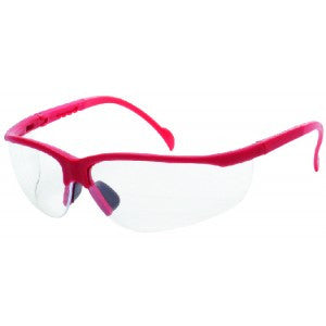 Red Frame - Clear Lens - Soft Rubber Nose Buds - Adjustable Temples Safety Glasses-eSafety Supplies, Inc