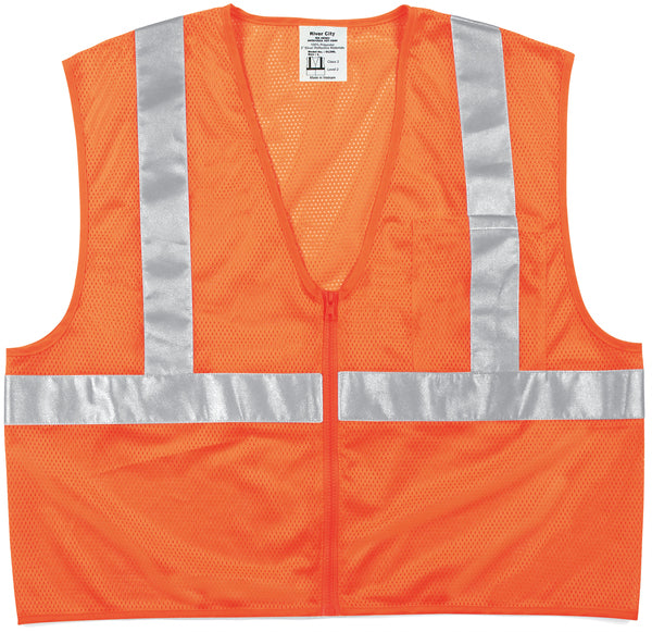 MCR Safety Class 2, Orange Poly Vest, 2" Slv Tape-eSafety Supplies, Inc
