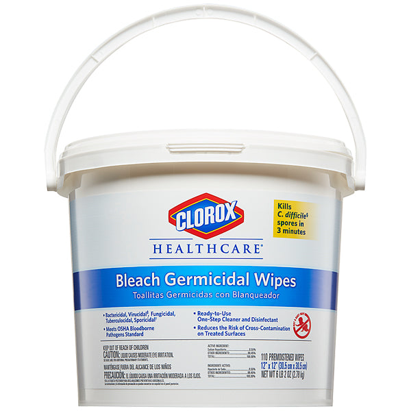 Clorox Healthcare® Bleach Germicidal Wipes Bucket (110 Wipes)-eSafety Supplies, Inc