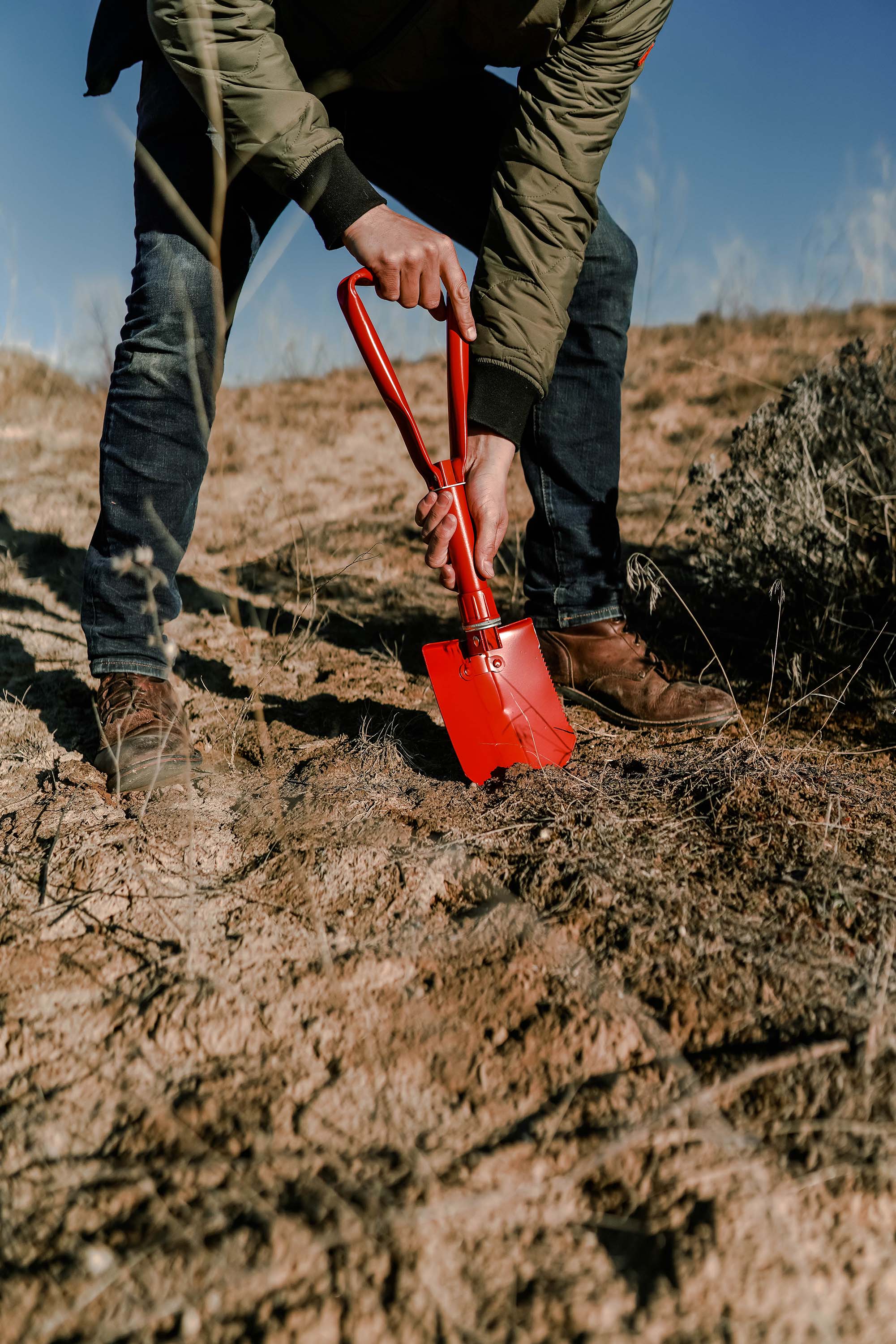 Double Folding Shovel - Red-eSafety Supplies, Inc