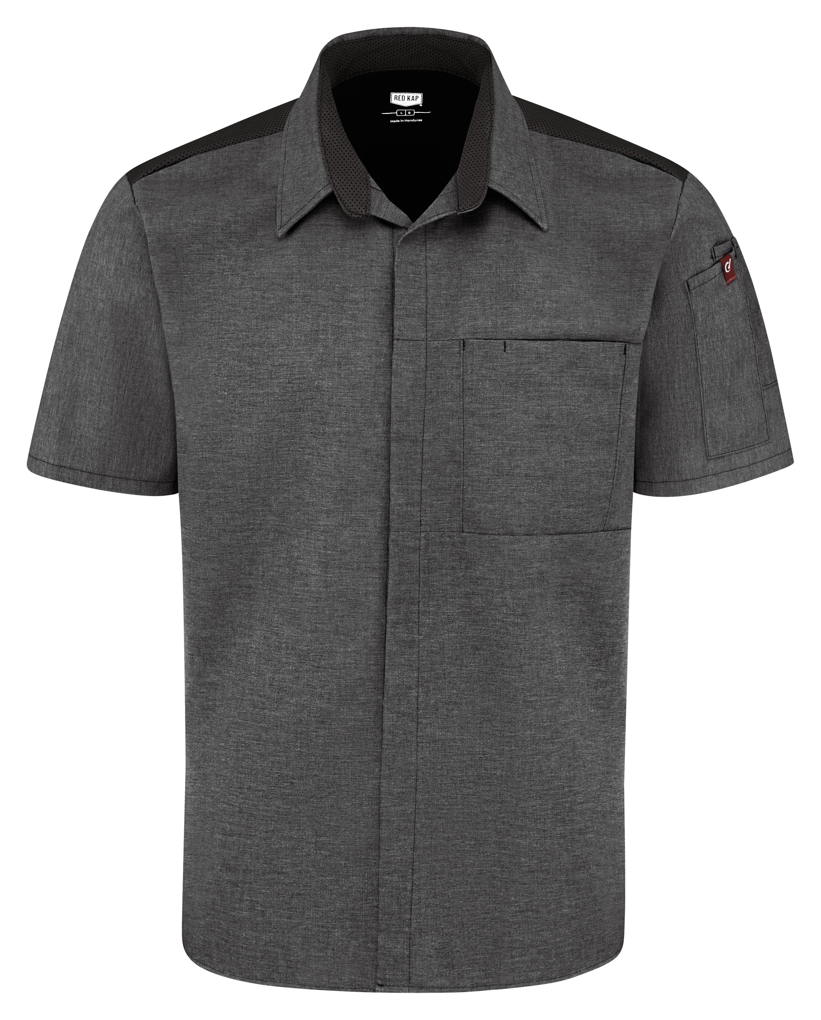 Men's Airflow Cook Shirt with OilBlok 502M - Charcoal Heather with Charcoal/Black Mesh-eSafety Supplies, Inc