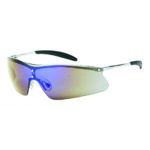 Metal Frame And Temples - Blue Mirror Lens - Rubber Temple Tips Safety Glasses-eSafety Supplies, Inc