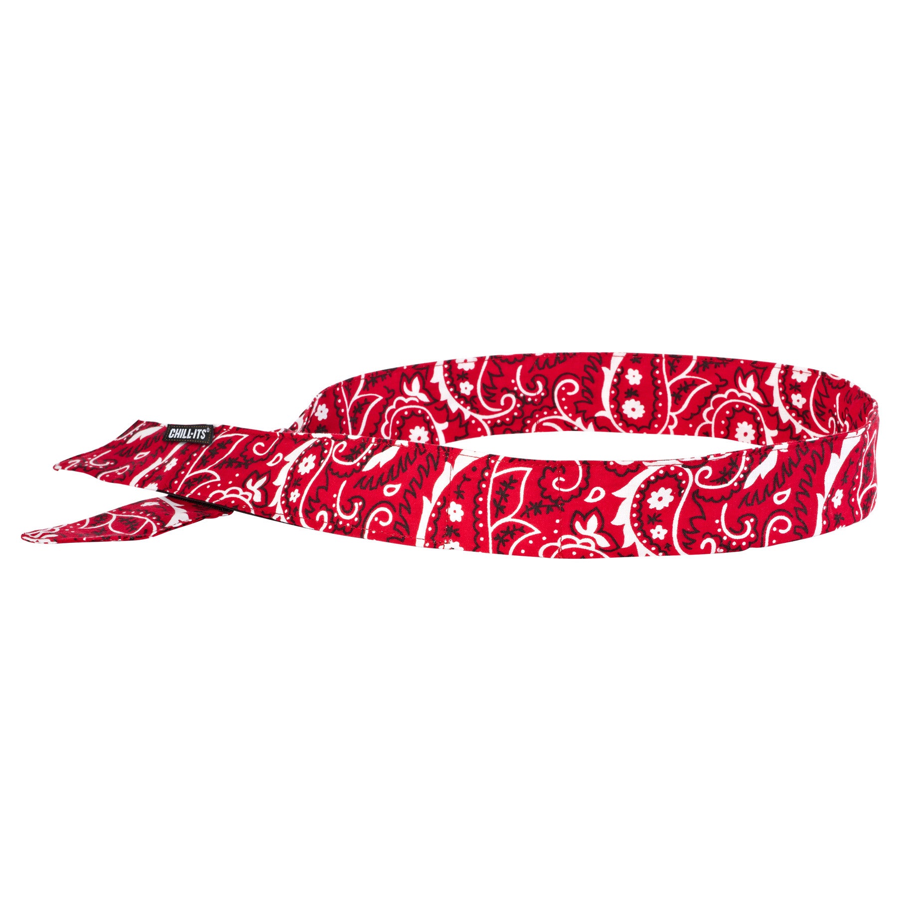 Ergodyne Red Western Chill-Its 6705 Lightweight Cotton Evaporative Cooling Bandana/Headband With Hook And Loop Closure-eSafety Supplies, Inc
