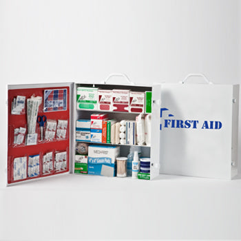 Three-Shelf 100 Person Durable Metal Industrial First Aid Cabinet-eSafety Supplies, Inc
