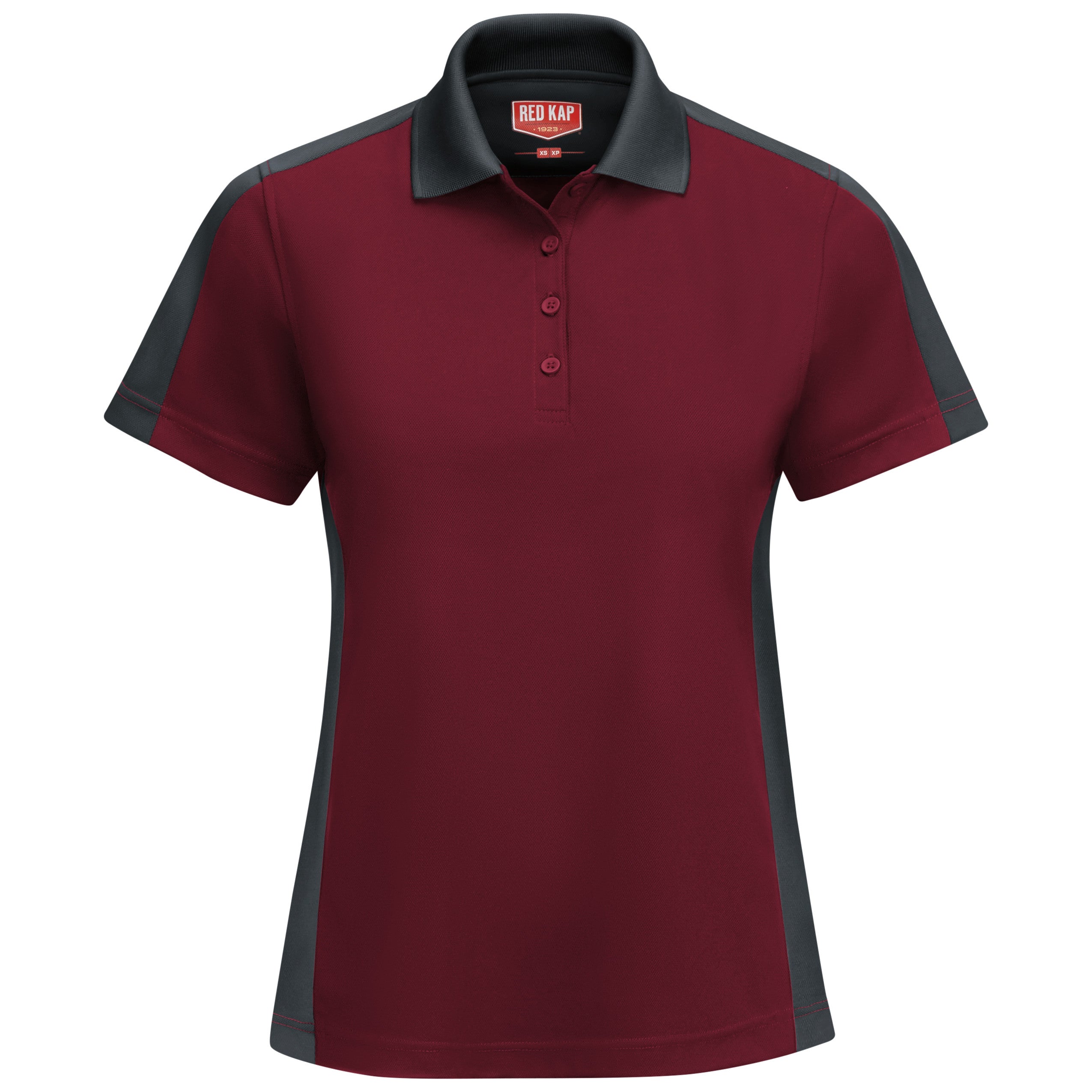 Women's Short Sleeve Performance Knit Two-Tone Polo SK53 - Burgundy/Charcoal-eSafety Supplies, Inc