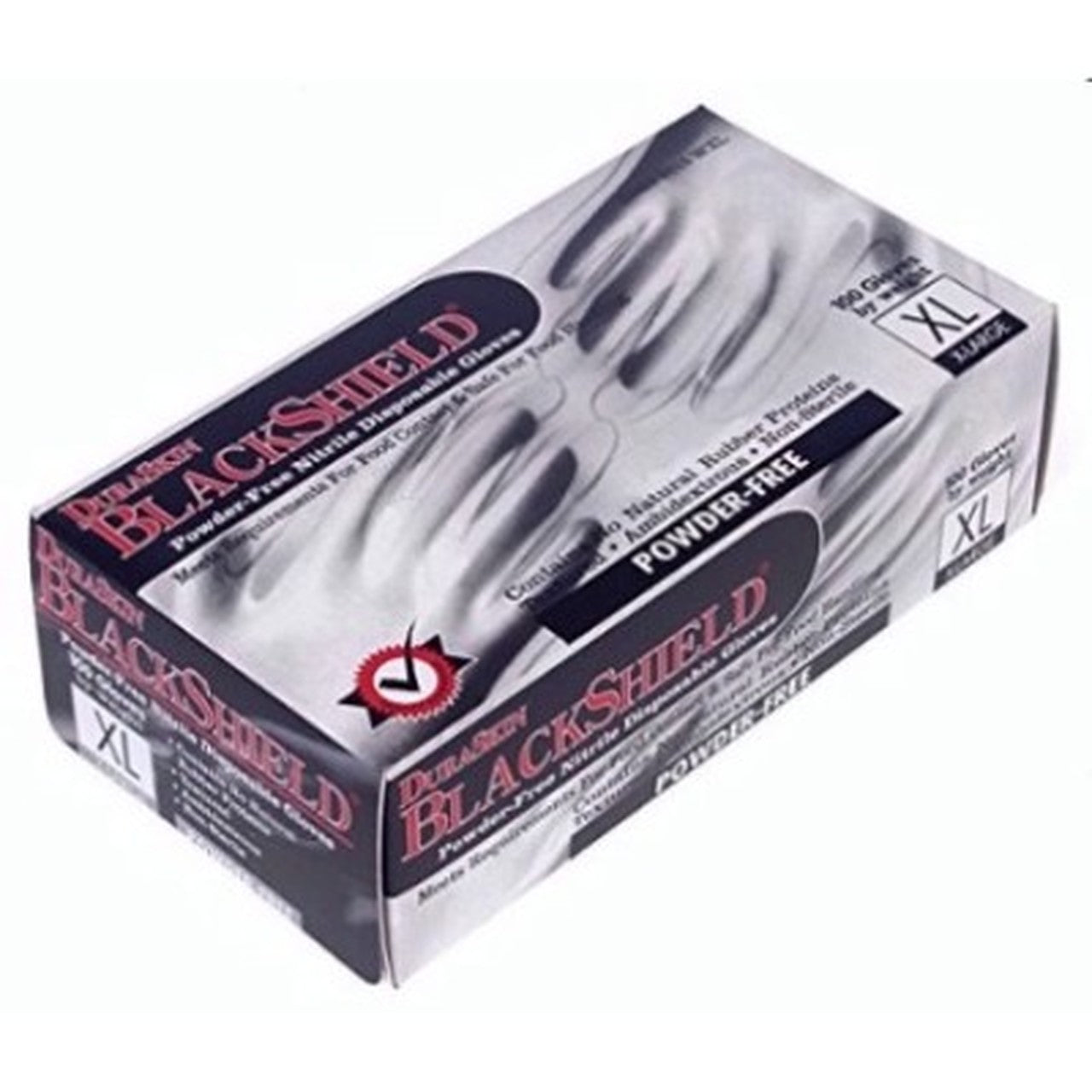 DuraSkin BlackShield 3.5 mil Nitrile Powder Free Disposable Gloves, 100 Gloves Per Dispenser, M-eSafety Supplies, Inc