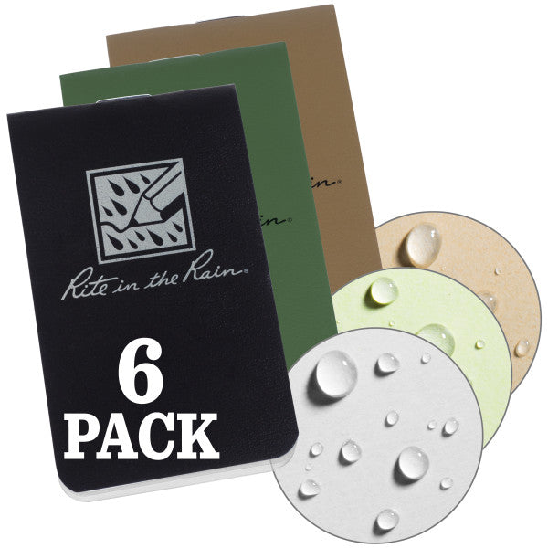 Stapled Notebook - Field Flex - Blank - Black, Green, Tan - 6 Pack-eSafety Supplies, Inc