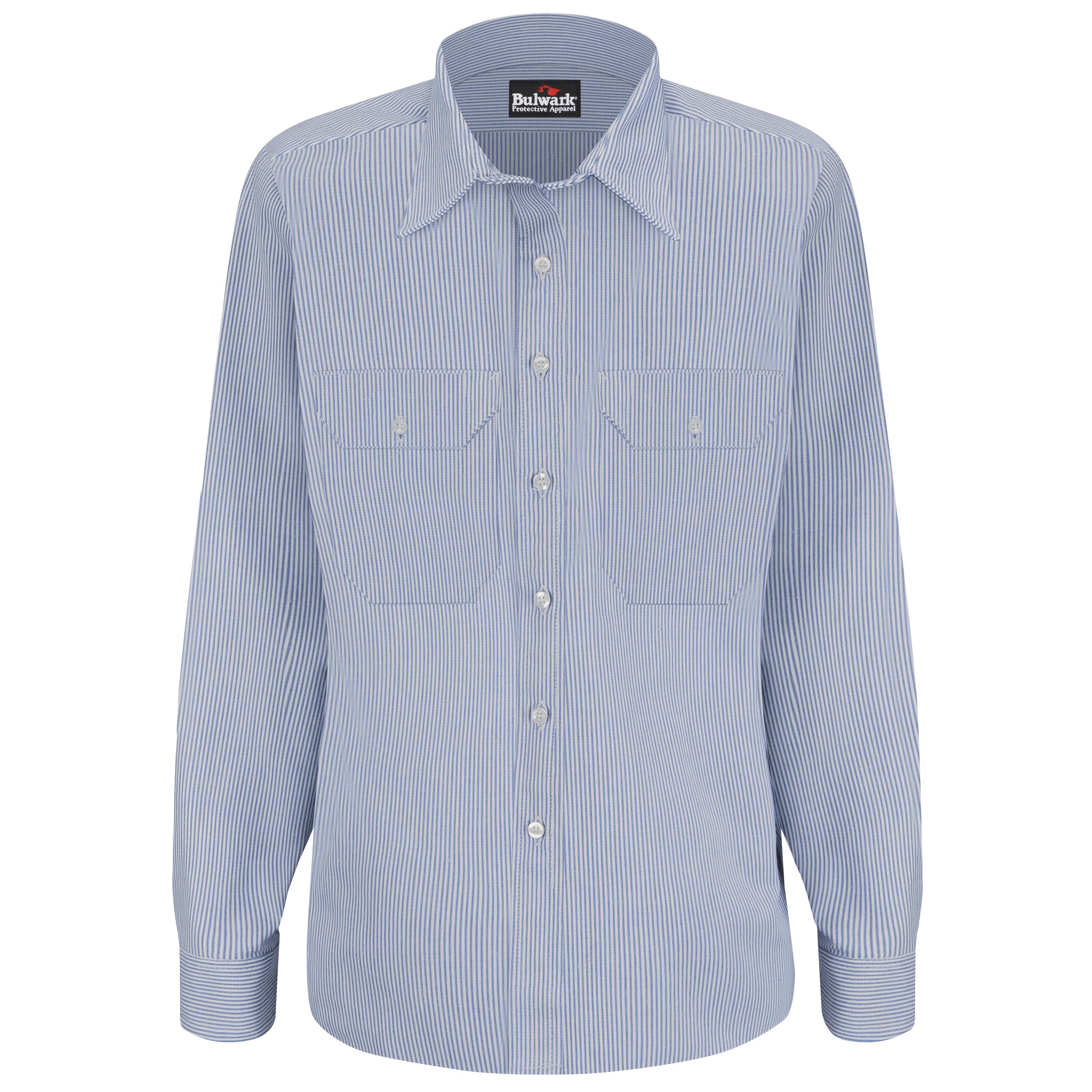 Women's Midweight FR Striped Uniform Shirt SEU3 - White/Blue Stripe-eSafety Supplies, Inc