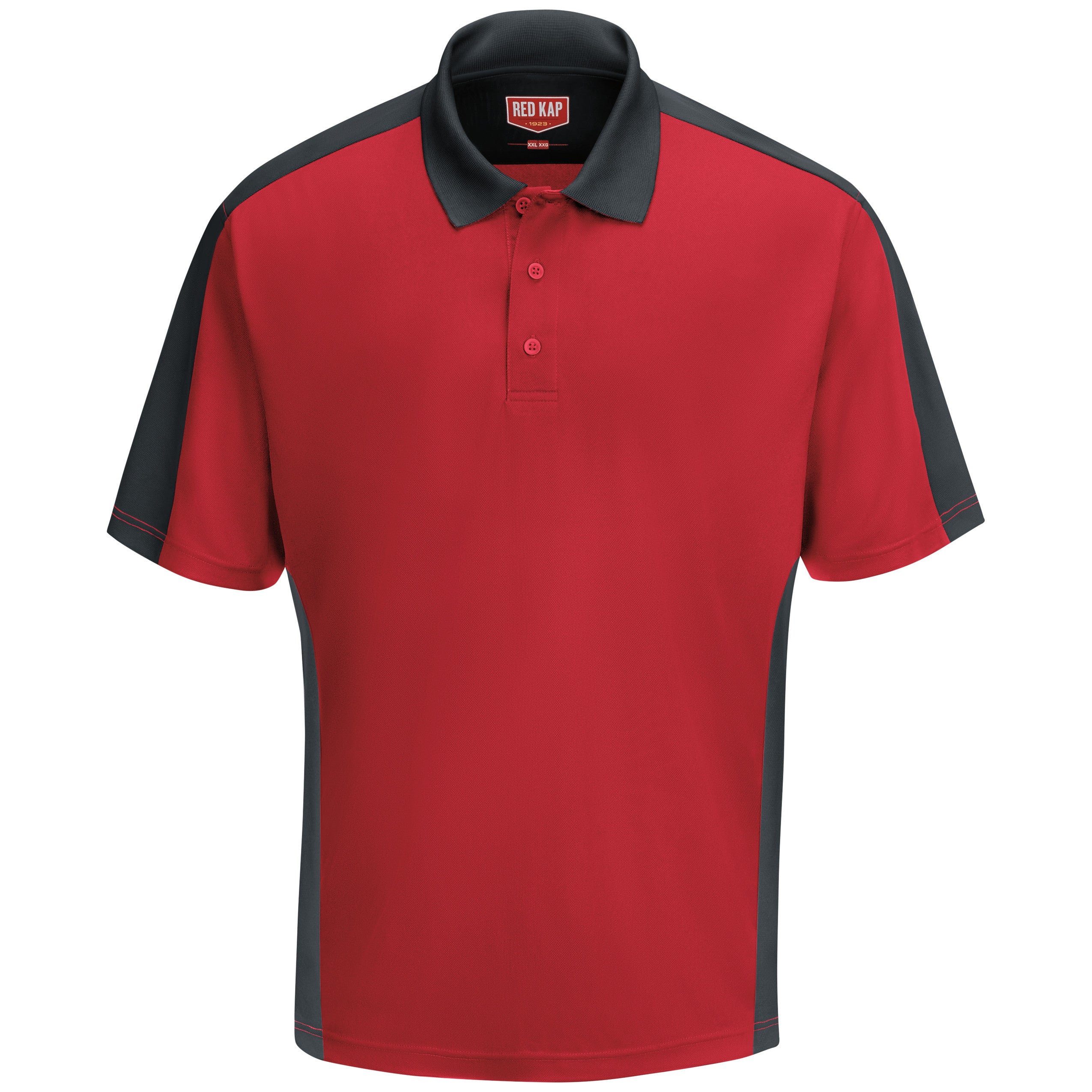 Men's Short Sleeve Performance Knit Two-Tone Polo SK54 - Red/Charcoal-eSafety Supplies, Inc
