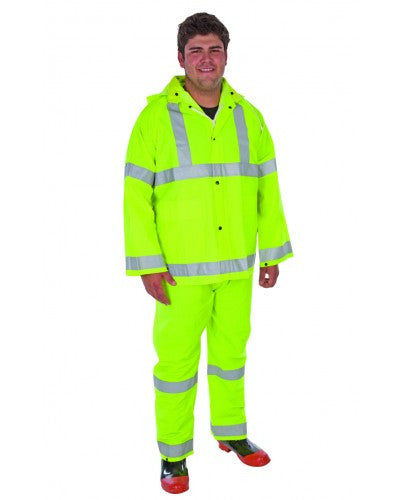 Liberty - Durawear Pvc/Polyester 3-Piece Lime Green Rainsuit With Reflective Stripes-eSafety Supplies, Inc