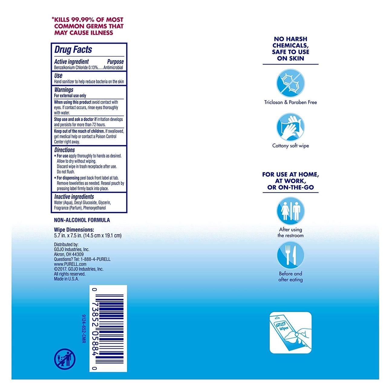 Purell Hand Sanitizing Travel Wipes- 20 count-eSafety Supplies, Inc