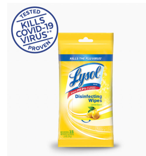 Lysol® Disinfecting Wipes - To Go Pack - 15 count-eSafety Supplies, Inc