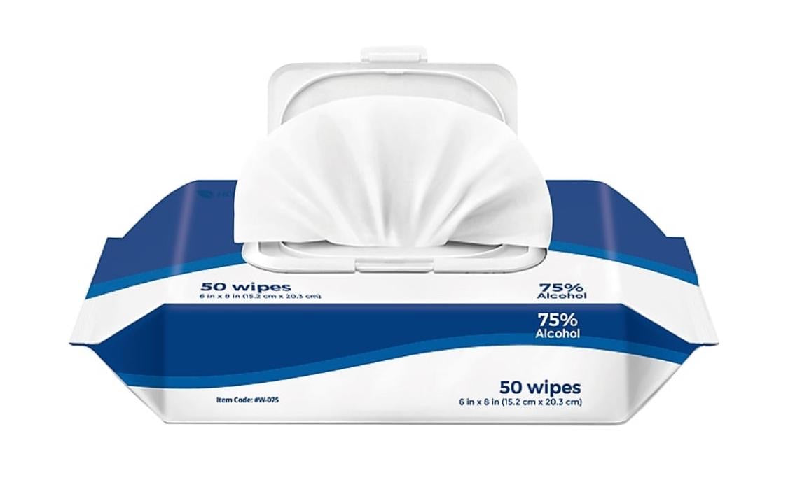 Personal Ethyl Alcohol Wipes, 6 X 8, White, 50 pack-eSafety Supplies, Inc