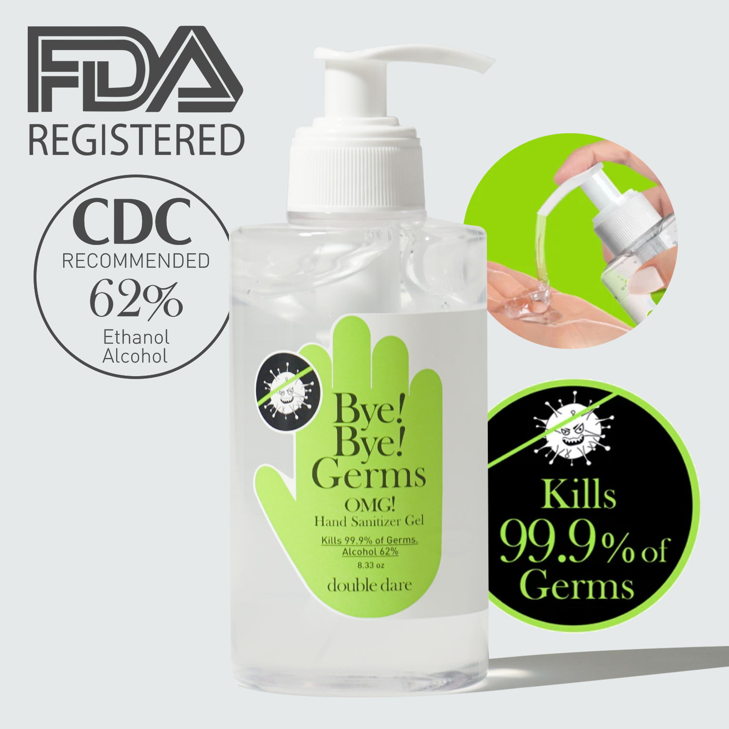 Bye! Bye! Germs OMG! Hand Sanitizer Gel 250ml/ 8.33OZ-eSafety Supplies, Inc